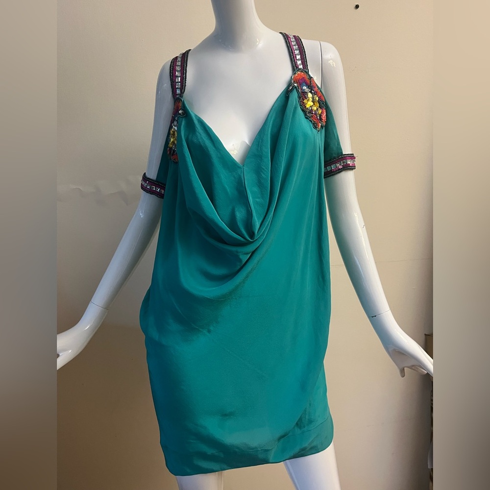 French Connection Green Draped Tank Top